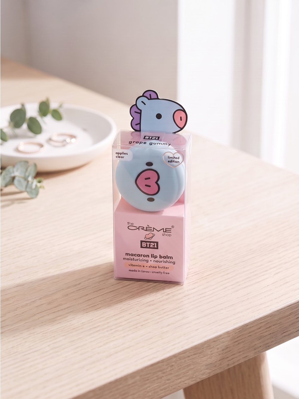 The Crème Shop x BT21 Baby MANG Macaron Lip Balm — Grape Gummy NIB
